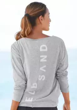 Рубашка Elbsand с длинными рукавами "Eltje", с логотипом на спине, длинный рукав из смеси хлопка, серый