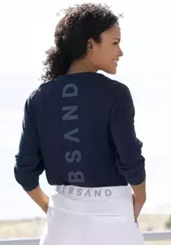 Рубашка Elbsand с длинными рукавами "Tinna", с логотипом на спине, рубашка с длинными рукавами из смеси хлопка, спортивно-повседневная, цвет морской волны