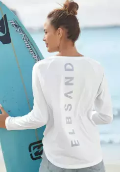 Рубашка Elbsand с длинными рукавами "Tinna", с логотипом на спине, рубашка с длинными рукавами из смеси хлопка, спортивно-повседневная, белый
