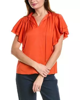 Рубашка Elie Tahari из смесового шелка с галстуком, цвет multi