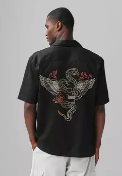 Рубашка EMBROIDERED SHORT SLEEVE Next, черный