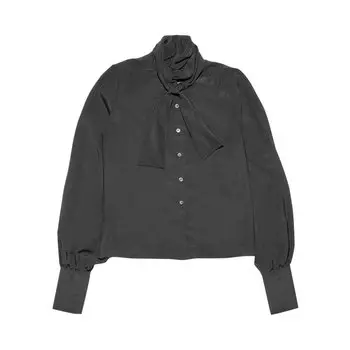 Рубашка Enfants Riches Dprims Crepe De Chine Pussy Bow Shirt, черный