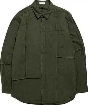 Рубашка Engineered Garments Solid Cotton Flannel Combo Short Collar Shirt 'Olive', зеленый