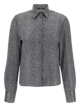 Рубашка Ermanno Scervino с узором «в елочку», украшенная стразами, серый