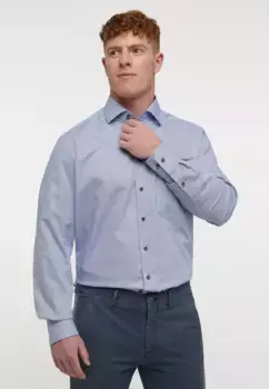 Рубашка Eterna с длинными рукавами "COMFORT FIT", синий