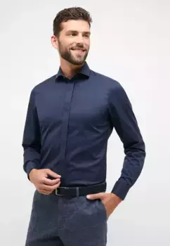 Рубашка Eterna с длинными рукавами "SLIM FIT", цвет морской волны