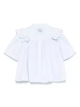 Рубашка ETRO KIDS с узором пейсли и жаккардом, синий