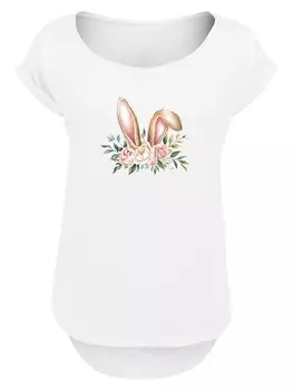 Рубашка F4NT4STIC Blumen Osterhasen Ohren Dekor, белый