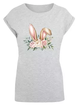 Рубашка F4NT4STIC Blumen Osterhasen Ohren Dekor, серый