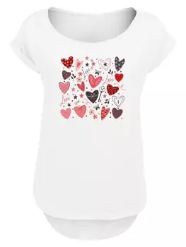 Рубашка F4NT4STIC Cute Herzen Variety Valentinstag, белый