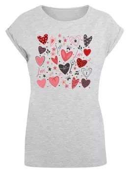 Рубашка F4NT4STIC Cute Herzen Variety Valentinstag, пятнистый серый