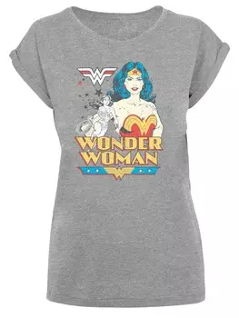 Рубашка F4Nt4Stic DC Comics Superhelden Wonder Woman Posing, пестрый серый