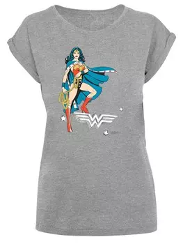 Рубашка F4NT4STIC DC Comics Wonder Woman Standing, пятнистый серый