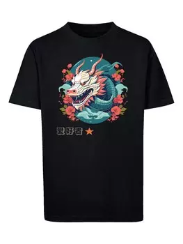 Рубашка F4Nt4Stic Drache mit Blumen, черный