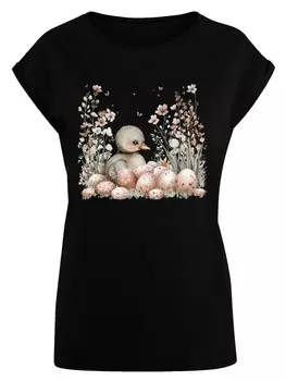 Рубашка F4NT4STIC Ente Ostereier Blumen Kken, черный
