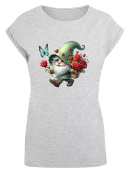 Рубашка F4NT4STIC Gnom Frhling Blumen Schmetterling, серый