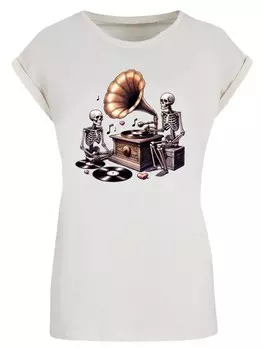 Рубашка F4NT4STIC Gothic Skeleton Vintage Vinyl Plattenspieler, песочный