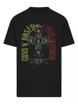 Рубашка F4NT4STIC Guns NRoses Skull Rock Band Merch, черный