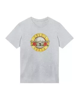 Рубашка F4NT4STIC GunsnRoses Vintage Bullet Logo, пятнистый серый