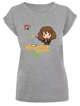 Рубашка F4Nt4Stic Harry Potter Hermione Granger Wingardium Leviosa, пестрый серый