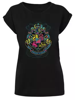 Рубашка F4Nt4Stic Harry Potter Neon Hogwarts Crest, черный