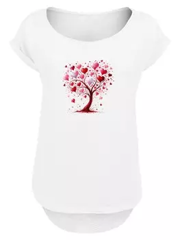 Рубашка F4NT4STIC Herz Baum Aquarell Druck, белый