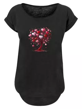 Рубашка F4NT4STIC Herz Baum Aquarell Druck, черный