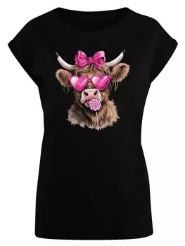 Рубашка F4NT4STIC Highland Cow Valentinstag Sonnenbrille, черный