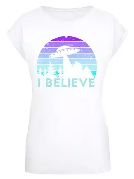 Рубашка F4NT4STIC I BELIEVE UFO Alien Raumschiff Retro, белый