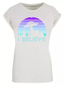Рубашка F4NT4STIC I Believe UFO Alien Raumschiff Retro, песочный