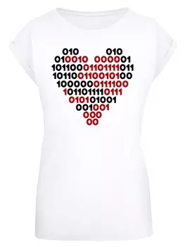 Рубашка F4NT4STIC I Love You 01001001 Binary Code Herz Valentinstag, белый