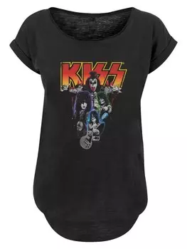 Рубашка F4NT4STIC Kiss Rock Band Neon, черный