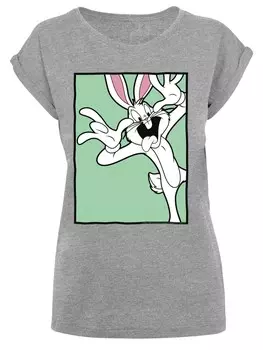 Рубашка F4NT4STIC Looney Tunes Bugs Bunny Funny Face, пятнистый серый