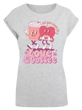 Рубашка F4NT4STIC Love and Coffe Valentinstag, пятнистый серый