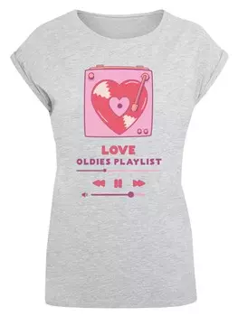 Рубашка F4NT4STIC Love Oldies Playlist Valentinstag, пятнистый серый
