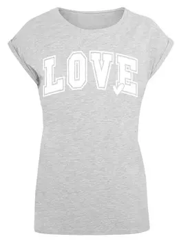 Рубашка F4NT4STIC Love University Valentinstag Herz, пятнистый серый