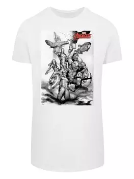 Рубашка F4NT4STIC Marvel Avengers Assemble Team Sketch, белый