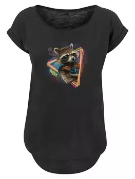 Рубашка F4NT4STIC Marvel Guardians of the Galaxy Neon Rocket, черный