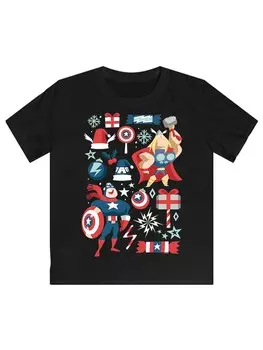 Футболка F4Nt4Stic Marvel Universe Thor And Captain America Weihnachten, черный