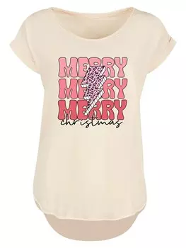 Рубашка F4NT4STIC Merry Christmas Print Leo Print, песочный