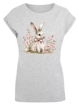 Рубашка F4NT4STIC Niedlicher Osterhase mit Blumen, серый