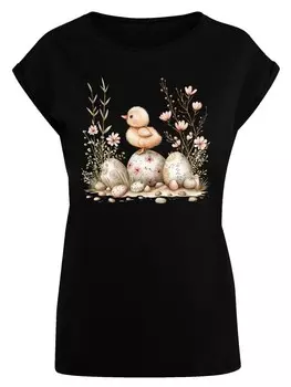 Рубашка F4NT4STIC Ostern Kken Ei Blumen, черный
