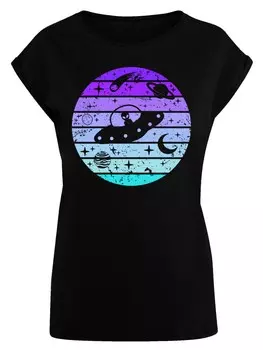 Рубашка F4NT4STIC Retro Alien Weltraum Sonnenuntergang, черный