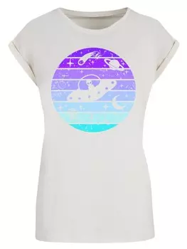 Рубашка F4NT4STIC Retro Alien Weltraum Sonnenuntergang, цвет Pearl white
