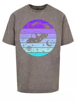 Рубашка F4NT4STIC Retro Alien Weltraum Sonnenuntergang, графитовый