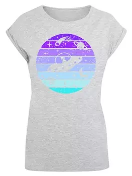 Рубашка F4NT4STIC Retro Alien Weltraum Sonnenuntergang, серый