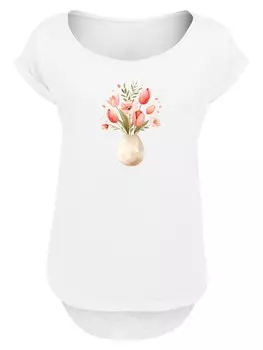 Рубашка F4NT4STIC Rosa Frhlingsblumenstrau In Vase, белый