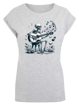 Рубашка F4NT4STIC Skelett spielt Gitarre, Musik, Liebe, светло-серый