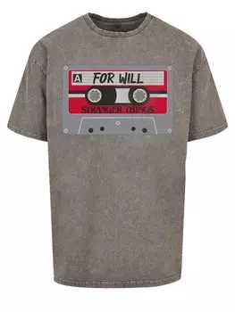Рубашка F4NT4STIC Stranger Things Cassette For Will Netflix TV Series, цвет Light grey/mottled grey
