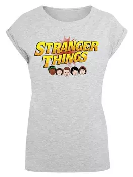 Рубашка F4NT4STIC Stranger Things Comic Heads Netflix TV Series, пятнистый серый